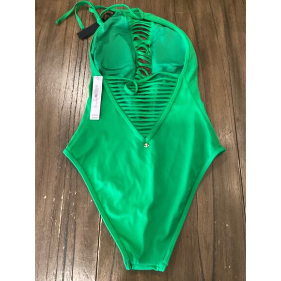 Victoria's Secret VS Archives Swim Strappy High-Neck One-Piece Green Swimsuit XS - Picture 4 of 4